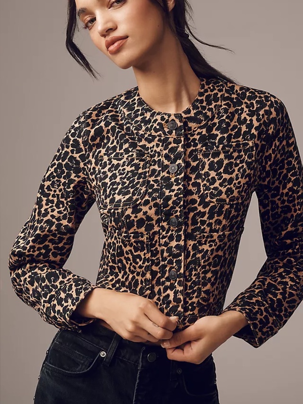 Anthropologie MAEVE The Cora Patch Pocket Jacket Leopard L